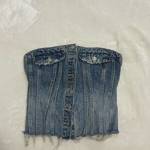 Zara Blue Denim Corset-Style Jeans